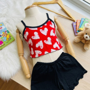 Baby Doll Infantil coração+ Short preto